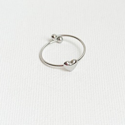 [J25137Y] Anillo Fino Corazón Plateado