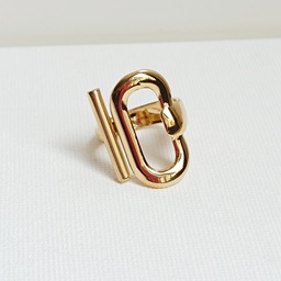 [J250095Y] Anillo Óvalo Y Stick Dorado