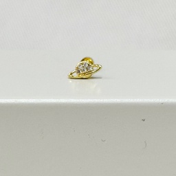 [J250015] Pendiente Planeta Circonita Dorado (Rosca)