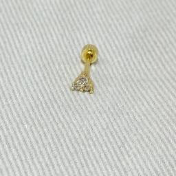 [J250108] Pendiente Triple Circonitas Triángular Dorado (Rosca)