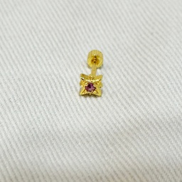 [J250043] Pendiente Destello Circonita Morada Dorado (Rosca)