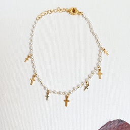 Pulsera Perlas con Cruces