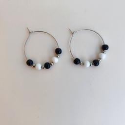 Pendientes Cerámica Black and White (Plateado)