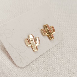 Pendientes Mini Cactus Dorado Claro Metacrilato