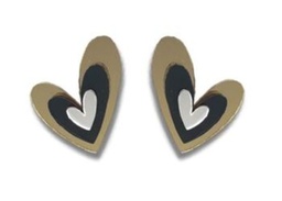 Pendientes Metacrilato Corazón Triple Dorado