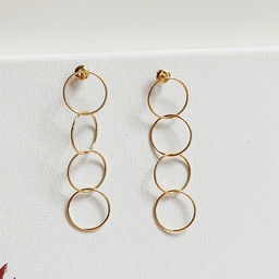 Pendientes Largos Círculos Pequeños Dorado