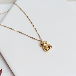 Collar Charm Corazón 3D Osito Dorado