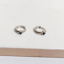 Aritos Circonita Negro Plateado