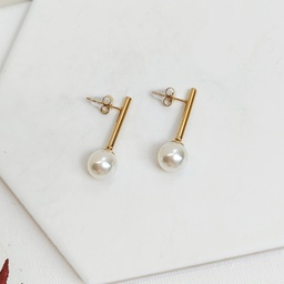 Pendientes Perla Rectos Dorado