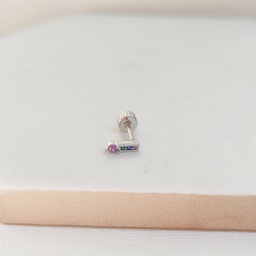 Pendiente Circonita Colores Plateado (Rosca)