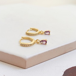 Pendientes Aritos  Circonitas Colgantes Dorado