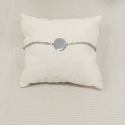 Pulsera Medalla Grabable Doble Cadena Plateada