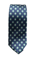 Corbata azul Oscuro Con Flores Aguamarina Y Blanco - Stroget