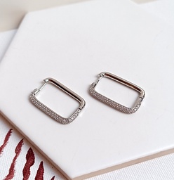 Aros Forma Rectangular Brillo Plateado