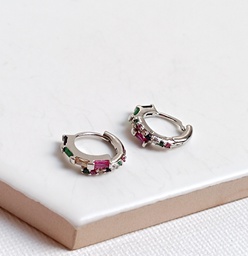 Aros Circonitas Colores Plateado