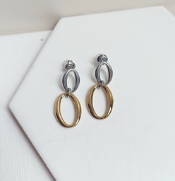Pendientes Doble Óvalo Bicolor
