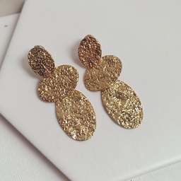 Pendientes Textura Tres Óvalos Dorado