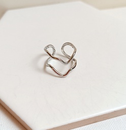 Anillo Doble Línea Geo Plateado