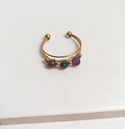 Anillo Piedra Morado Verde Marrón Dorado