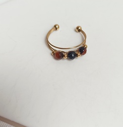 Anillo Piedra Negro Y Rojizo Dorado