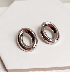 Pendientes Ancho Óvalo Plateado