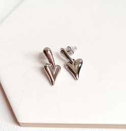 Pendientes Pequeño Corazón Y Gota Plateado
