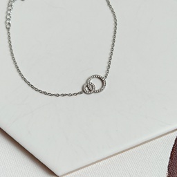 Pulsera Doble Círculo Circonita Plateado