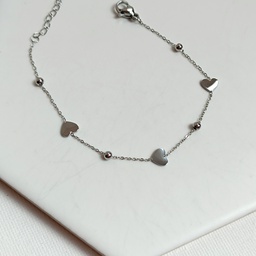 Pulsera Corazones Plateado
