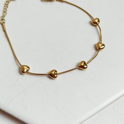 Pulsera Corazones 3D Dorado