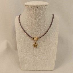 Collar Cordón Flor 3D Dorado
