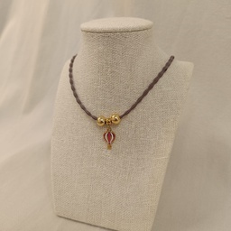 Collar Cordón Globo Blanco Y Rojo Dorado