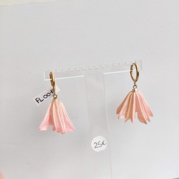 Pendientes Aro Flor Natural Resina Rosa Dorado