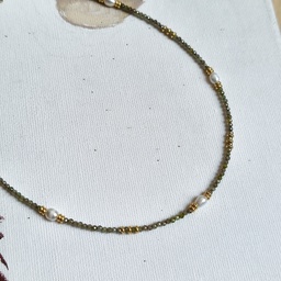 Collar Cadena de Piedras Verde Perlas
