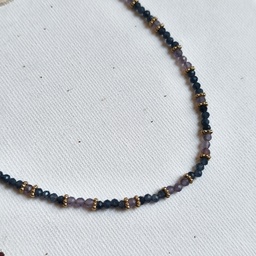 Collar Cadena de Piedras Lila Azul