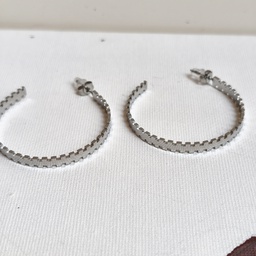 Pendientes Aro Estructura Cuadrado Plateado