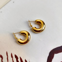 Aros Medio Pequeño Grueso Dorado