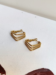 Aros Semi Cuadrado Triple Dorado