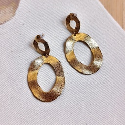 Pendientes Dos Círculos Textura Dorado