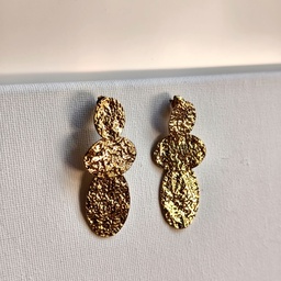 Pendientes Tres Óvalos Textura Dorado