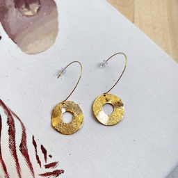 Pendientes Círculo Colgante Textura Dorado