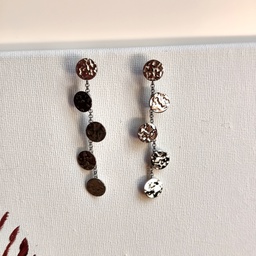 Pendientes Chapitas Cadenita Textura Plateado