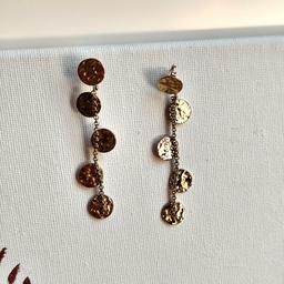Pendientes Chapitas Cadenita Textura Dorado