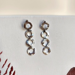 Pendientes Cuatro Círculos Textura Plateado