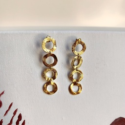 Pendientes Cuatro Círculos Textura Dorado