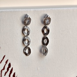 Pendientes Cuatro Óvalos Textura Plateado