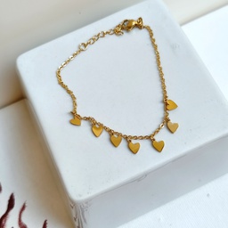 Pulsera Charm Corazones Dorada