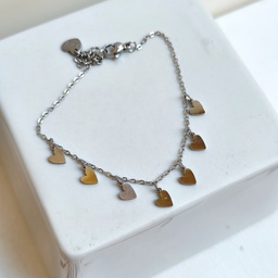 Pulsera Charm Corazones Plateada