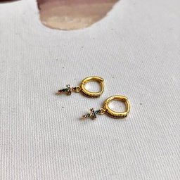 Aros Charm Cruz Circonitas Dorado