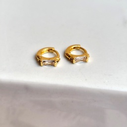 Aros Circonitas Rectángulo Dorado
