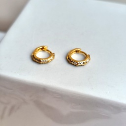 Aros Circonitas Blancas Dorado